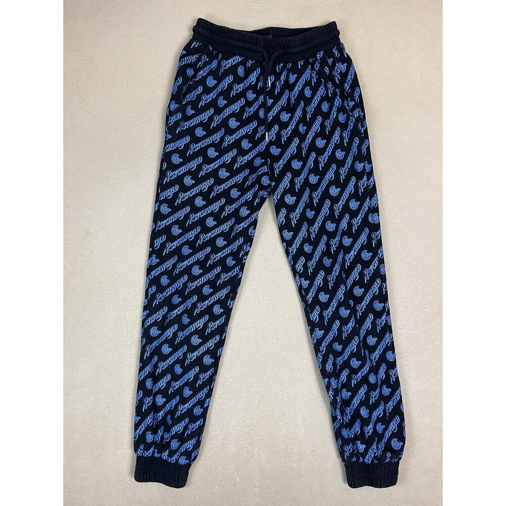 Clot Apparel Sweatpants Mens S Black Graphic‎ Print Tapered Elastic Waist Jogger